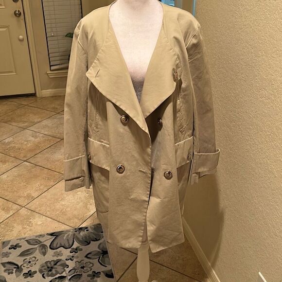 Yves Saint Laurent Women's 34 Cotton Trench Coat Beige Tan Fields Jacket Neutral - Picture 2 of 16